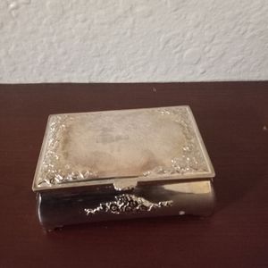 Small square mini metal jewelry box, silver